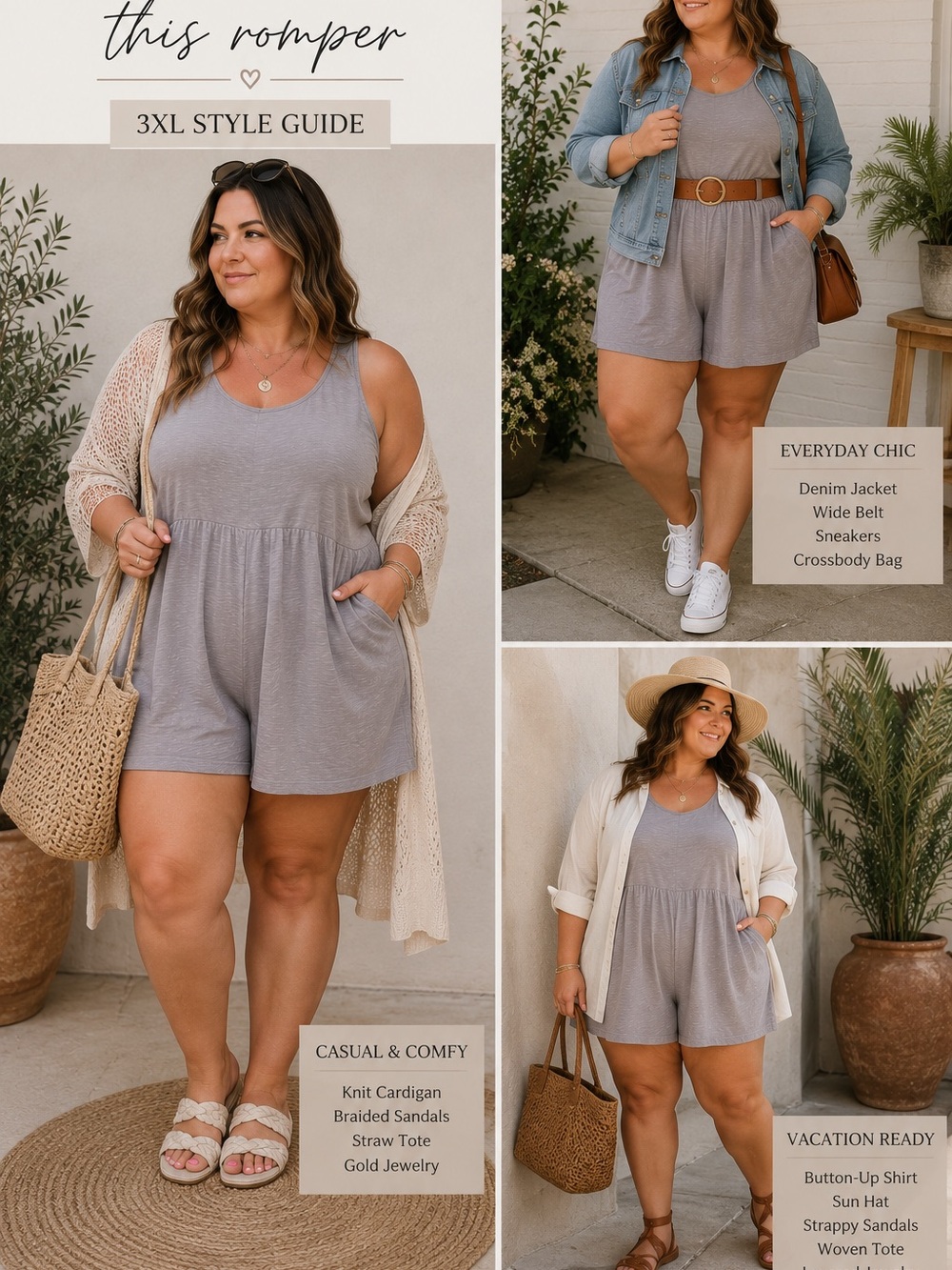 🌞Women's Gray Sleeveless Romper - Casual Knit Jumpsuit NWT 🌞